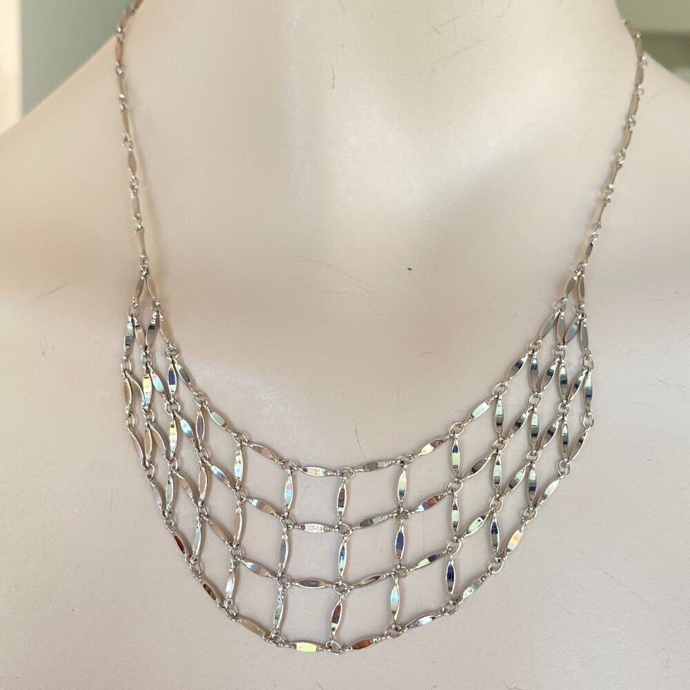 FAC Opulent Web Silver Tone 18" Necklace